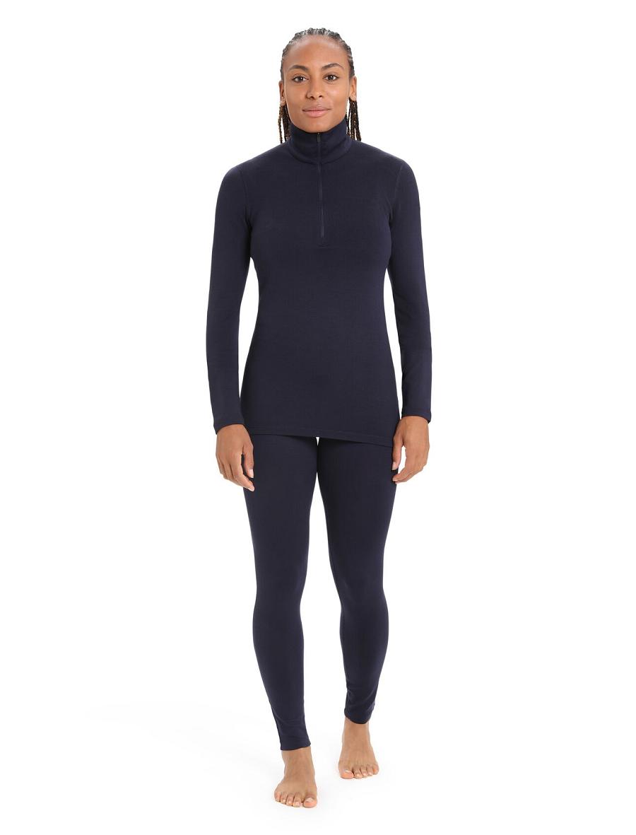 Icebreaker Merino 260 Tech Long Sleeve Half Zip Thermal Top Naisten Base Layers Laivastonsininen | FI 1914DFMN